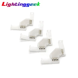 คุณภาพดี 5 ชิ้น/ล็อต 10 มม. 4 Pin ใหม่ L รูปร่าง PCB ขั้วต่อ Solderless Connector สำหรับ Led Strip Light (สำหรับ 5050 RGB Led Strip)