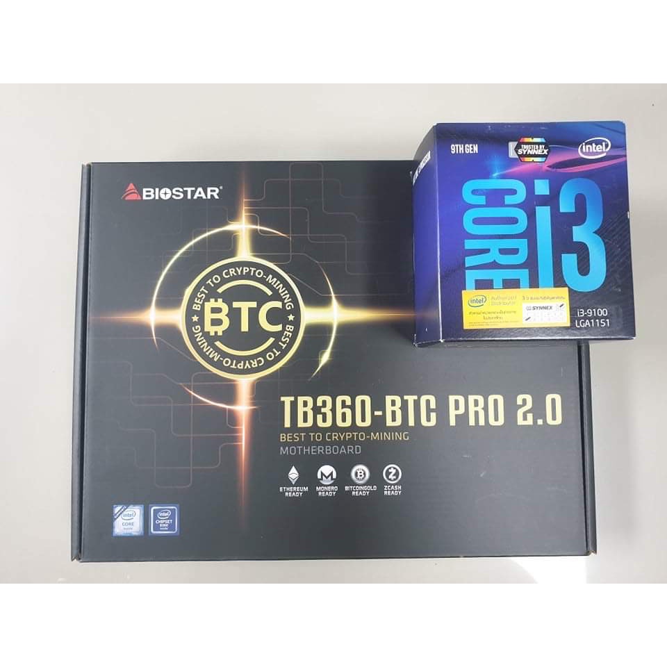บอร์ดขุด 12 vga + cpu TB360 BTC + i3-9100 LGA1151