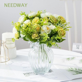 NEEDWAY 1 Bouquet Fake Flowers Scene Arrangement Bouquet Artificial Flowers Wedding Party Mini Silk Material Beautiful Desk Home Decoration Living Room Rose/Multicolor