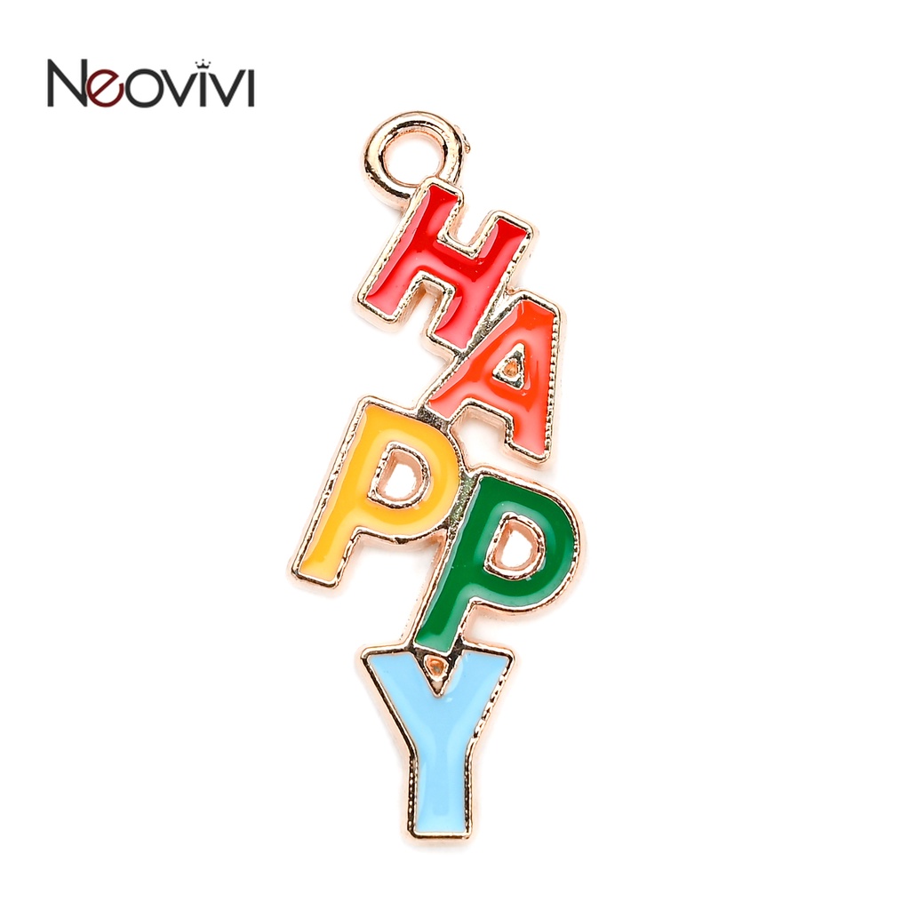 10pcs HAPPY Letter Charms ตัวอักษรที่มีสีสันหยดน้ำมันจี้เคลือบสำหรับเครื่องประดับทำ DIY พวงกุญแจสร้อยคอต่างหู Accessories ราคา ถูกที่สุด ดีลบีเคเค แกลเลอรีภาพที่ 4