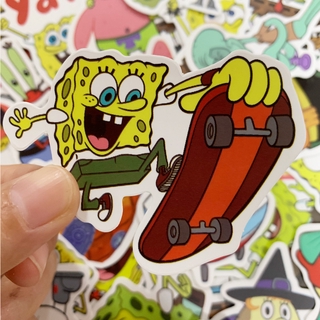 💥พร้อมส่ง💥SpongeBob SquarePants 50แผ่น  พีวีซี กันน้ำ สติ๊กเกอร์ sticker สพันจ์บ็อบ สแควร์แพนส์