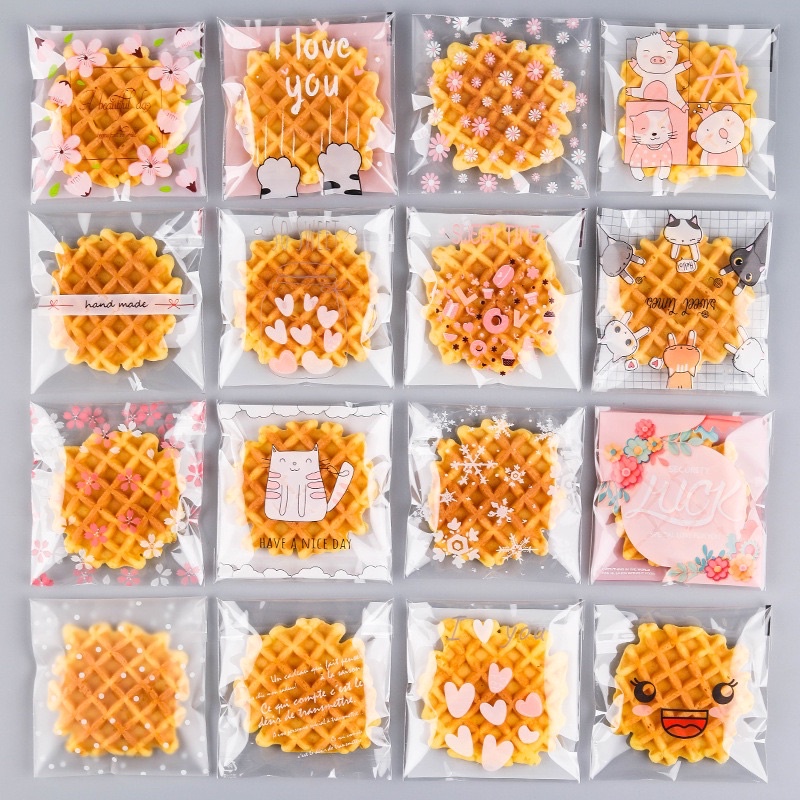 Bakery D'VER ❤️ ถุงฝากาว ขนาด 7*7+3cm Set E (95-100ใบ) ลายอัพเดทตลอด