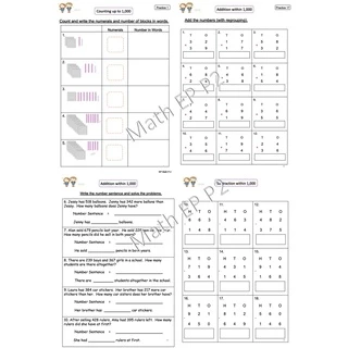ใบงาน Mathematics ป.2 EP/MEP/MSEP | ครบ 2 เทอม พิมพ์สีทั้งเล่ม 119 หน้า แบบฝึกหัด+เฉลย