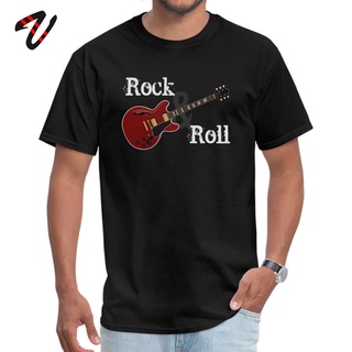 เสื้อยืดครอปเสื้อยืดคอกลม ผ้าฝ้าย พิมพ์ลาย Rock Roll Guitar แฟชั่นฤดูร้อน สําหรับผู้ชายS-5XL