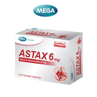 Mega We Care Astax 6 mg 30 แคปซูล Astaxanthin บำรุงผิว ลดริ้วรอย