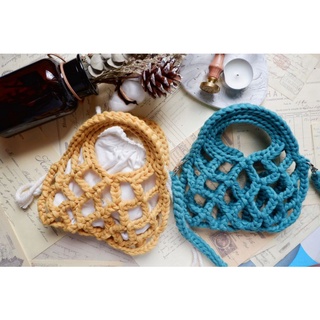 Mini net bag crochet T-shirt yarn กระเป๋าถักลายตาข่าย
