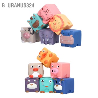 B_uranus324 Soft Stacking Building Blocks Cute Cartoon Pattern Squeeze Sensory Toys