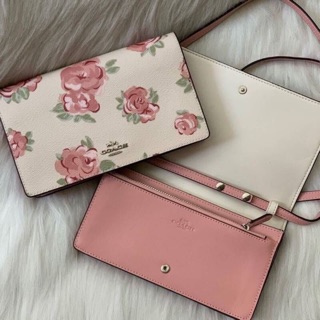 HAYDEN FOLDOVER CROSSBODY CLUTCH WITH JUMBO FLORAL PRINT (COACH F67506) CHALK MULTI/PETAL/SILVER