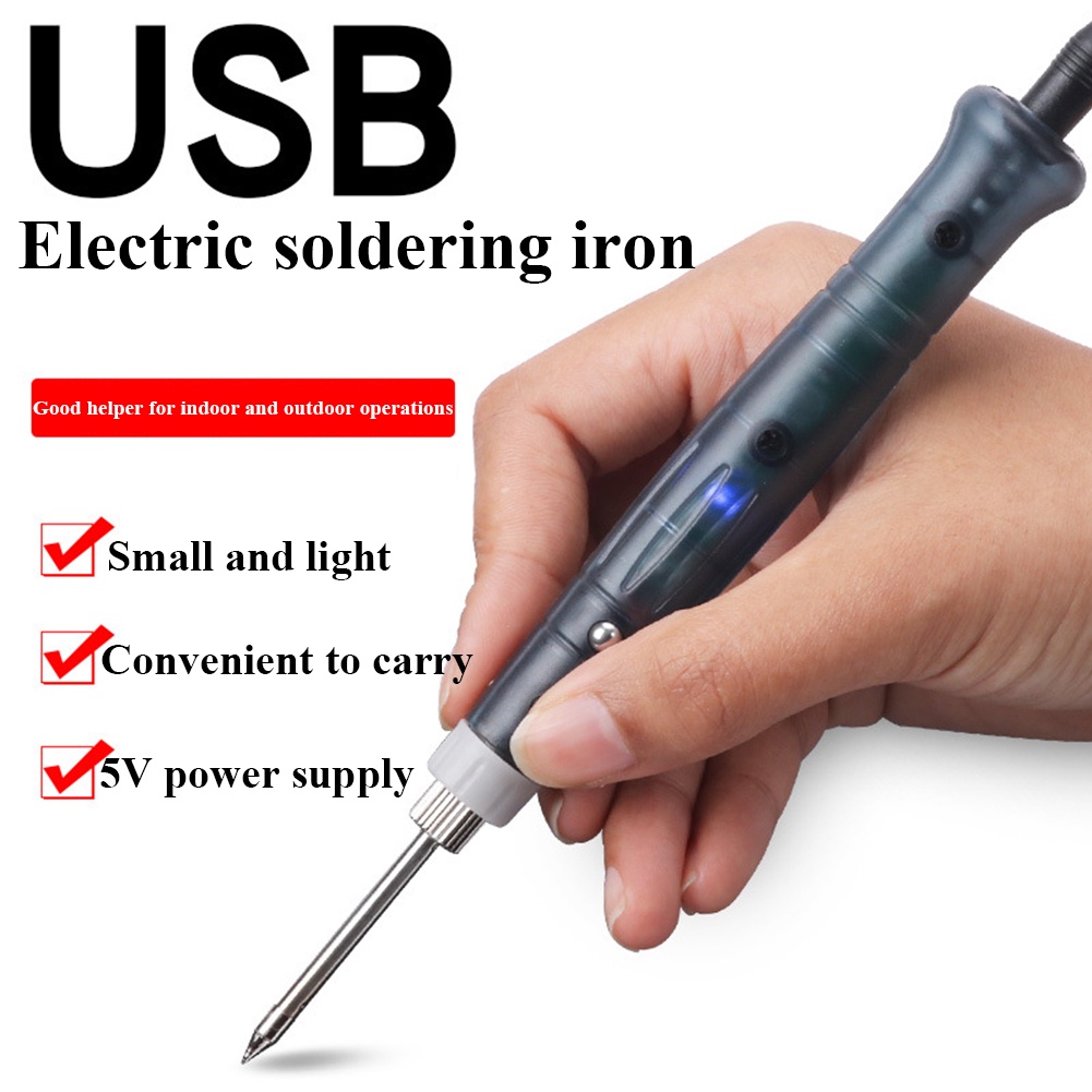 5V USB Solderg Iron Pressional Electric Heatg เครื่องมือ Rework พร้อมไฟแสดงสถานะ Handle Weldg Gun BGA