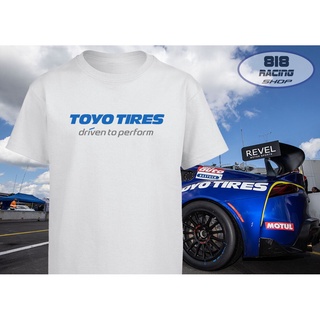 สตรีทแฟชั่น เสื้อยืด Racing Sport [สีขาว / สีเทา] [TOYO TIRES]คอกลมสามารถปรับแต่งได้