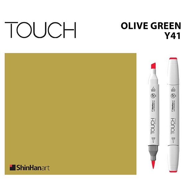 TOUCH TWIN BRUSH MARKER Y41 (OLIVE GREEN) / มาร์คเกอร์หัวพู่กัน-หัวตัดขนาดกลาง รหัส Y41 (OLIVE GREEN