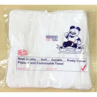 KTI Towel No:202 ผ้าขนหนู 10x10 นิ้ว สีขาว แพ็ค 1 โหล (12ผืน) เย็บขอบโพ้ง ผ้าเช็ดอเนกประสงค์ คอตตอน 100%