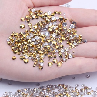เพชรติดเล็บ อะไหล่ติดเล็บ ตกแต่งเล็บ พลอยเทียม เพชรตกแต่ง 4 mm. เพชรตกแต่ง สีทอง 100 ชิ้น เพชรเล่นไฟ