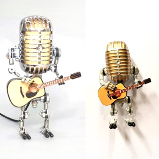 Ornaments Retro Microphone Robot Ornament Metal Craft Ornaments Cool And Cute Table Robot Decor Office Bedroom Living Room