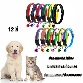 ปลอกคอสัตว์เลี้ยง ปลอกคอสะท้อนแสง ปลอกคอหมา/ปลอกคอแมว มีสีเทาสะท้อนแสง Cat/Dog collar มีแถบสีเทาสะท้อนแสง ปลอกคอนิรภัย