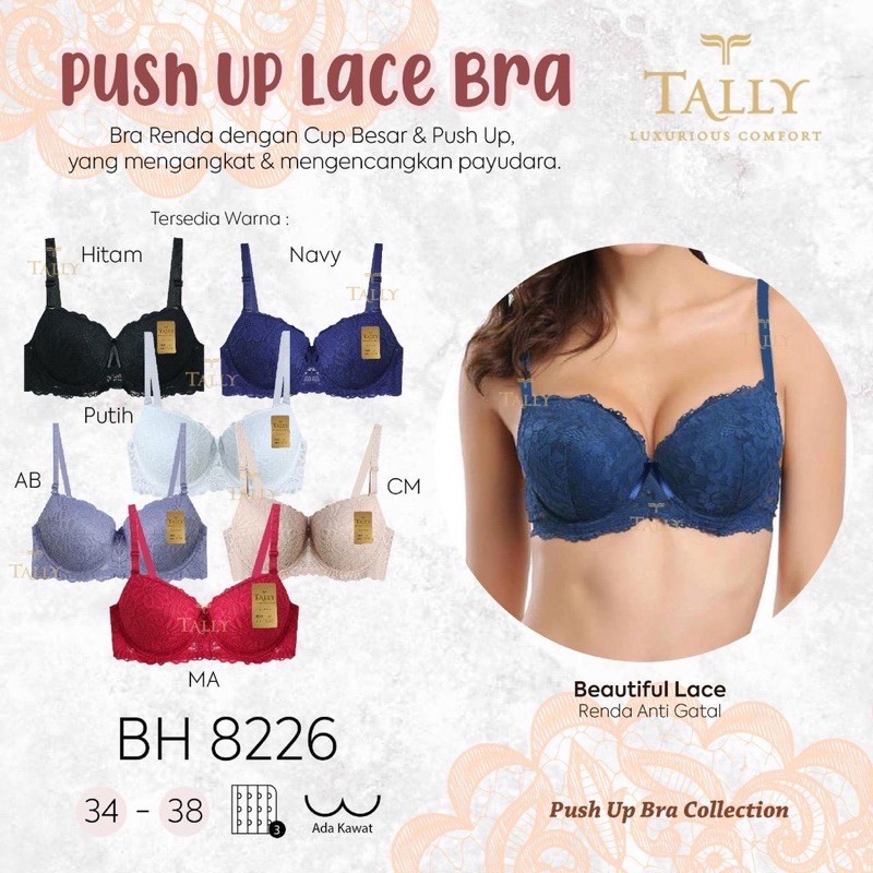 TALLY BRA BH PUSH UP 8226 I THICK FOAM I WIRED I SIZE 34 - 38 I CUP C