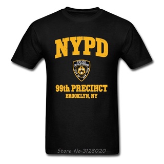 ผ้าฝ้ายแท้เสื้อยืดลําลอง ผ้าฝ้าย แขนสั้น พิมพ์ลายโลโก้ตํารวจ York 99Th Precinct Brooklyn Ny สีดํา แฟชั่นฤดูร้อน สําหรับผ