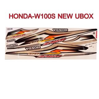 A สติ๊กเกอร์ติดรถมอเตอร์ไซด์ สำหรับ HONDA-W100S NEW รุ่น UBOX สีบรอนด์ ดำ