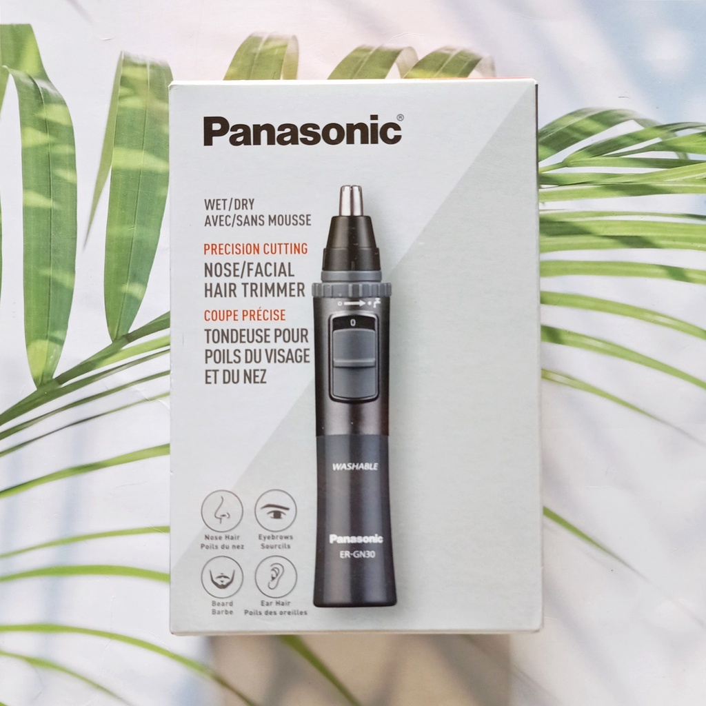 พานาโซนิค เครื่องตัดแต่งขนจมูก ขนหู และขนบนใบหน้า Nose &amp; Facial Hair Trimmer, Wet Dry Hypoallergenic Dual Edge Blade (Panasonic®) #ER-GN30-H