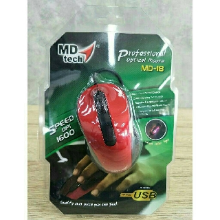 เม้าส์ MD-Tech MD-18 เม้าส์สาย USB Optical สีแดง