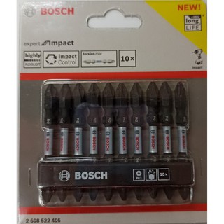 BOSCH ดอกไขควงลม 65 มม. PH2 สีดำ Impact (10ดอก) (2608522405)