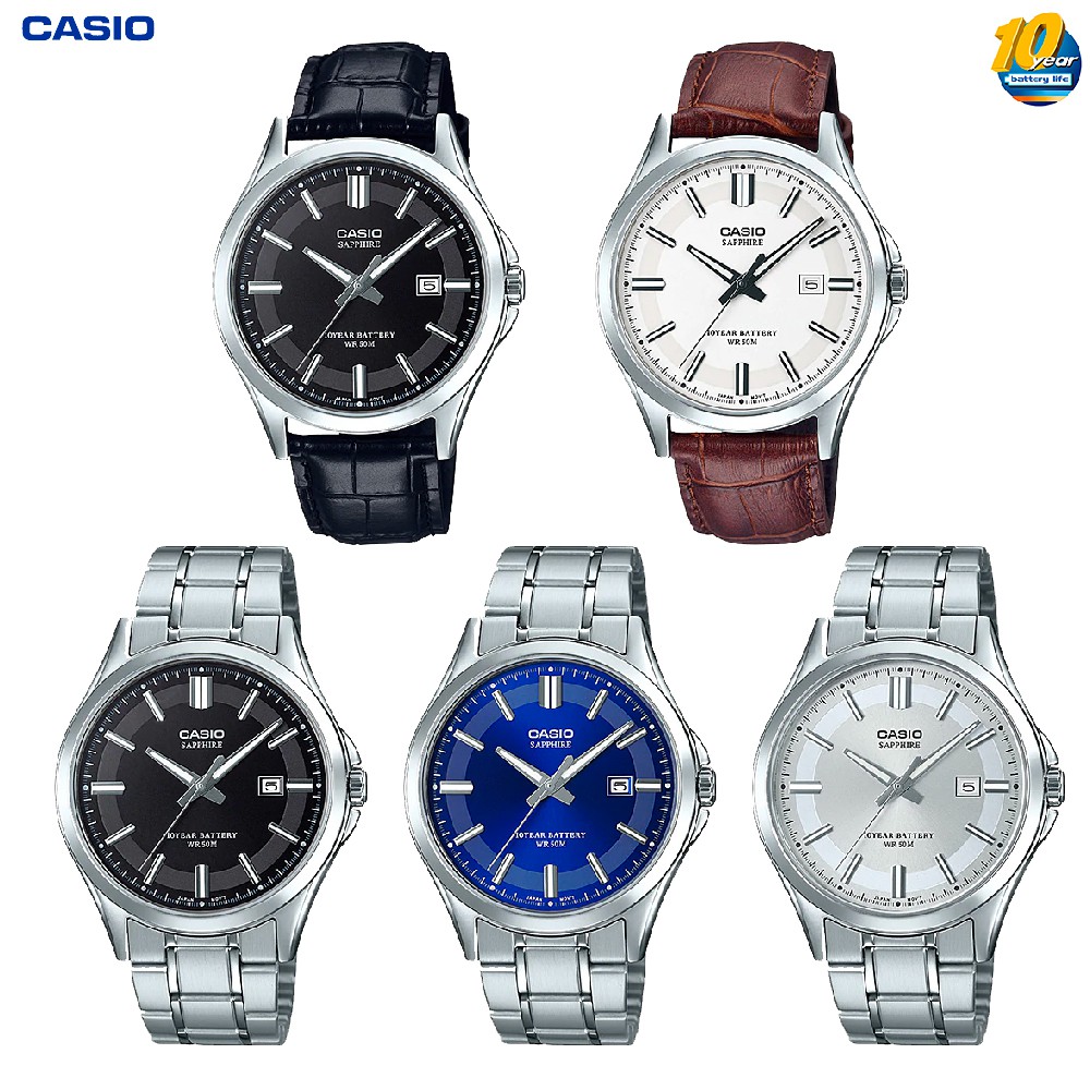 Casio นาฬิกาข้อมือผู้ชาย รุ่น MTS-100D(สายแสตนเลส) MTS-100L(สายหน้ง) กระจก sapphire MTS-100D-1A MTS-100L-1A MTS-100L-7A
