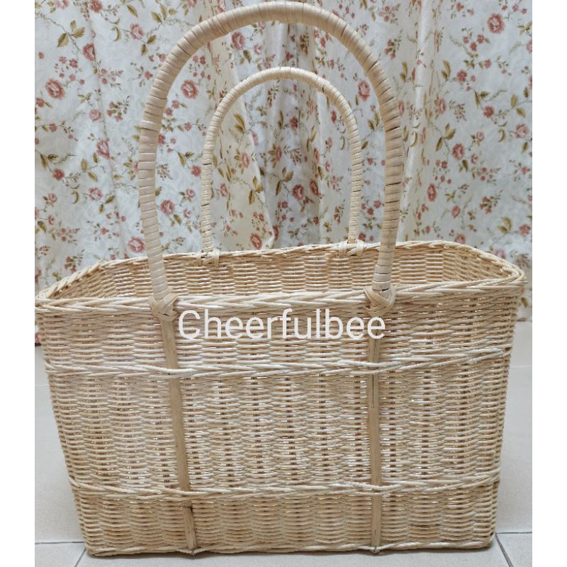 [The Rattan House] XL Handmade Rectangle Rattan basket Picnic Basket | Basket Bakul Rotan Bakul Rota