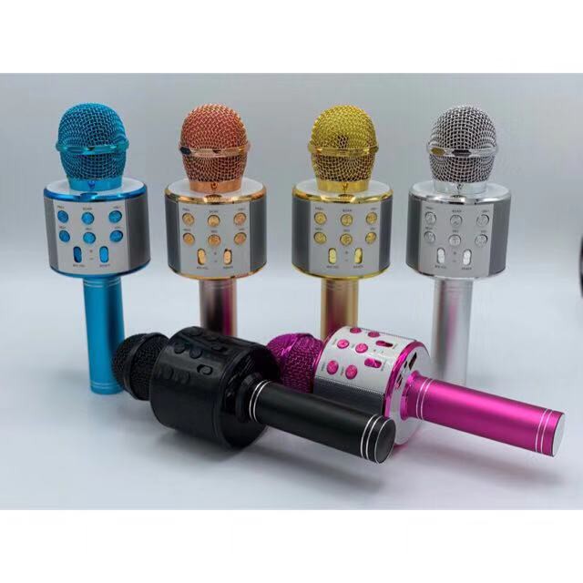 WS-858 เครื่องเล่นคาราโอเกะ บลูทูธ ไร้สาย ไมโครโฟนคอนเดนเซอร์ ลำโพง ในตัวเดียว
