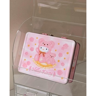 Hello Kitty pink teddy, Sanrio 2002 กล่องเหล็กคิตตี้ กล่องคิตตี้ ของใช้คิตตี้