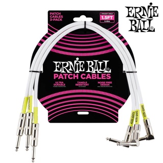 ERNIE BALL® สายพ่วงเอฟเฟค / สายแจ็คต่อเอฟเฟค ยาว 46 ซม. หัวตรง/หัวงอ (1 แพ็คมี 3 เส้น)  1.5FT Patch Cable