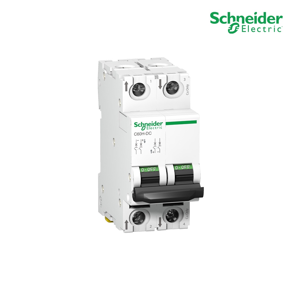 Schneider Miniature circuit breaker C60H DC 6 kA, 250 VDC Only 2 Pole 6A A9N61526 PlugOn
