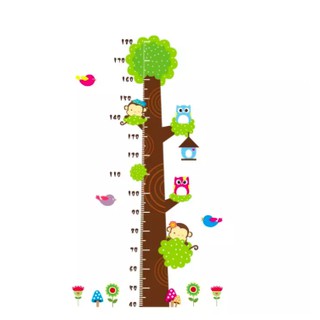 Wall Sticker วัดส่วนสูง ลายนกฮูกและลิงน้อย