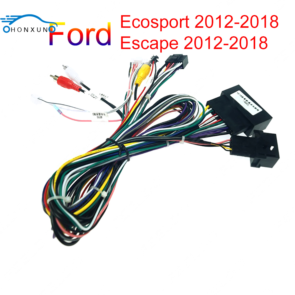 Honxun สายรัดสเตอริโอใช ้ สําหรับ Ford Ecosport 2012-2018 Escape 2012-2018 Head unit สายไฟ 16pin หรือ canbus กล ่ อง
