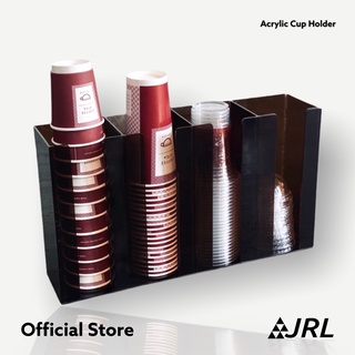 JRL ที่ใส่แก้ว อคริลิก 4 ช่อง (สีชาใส) กล่องใส่แก้วกาแฟ