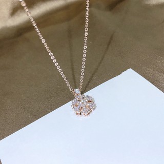 สร้อยดอกไม้ ตกแต่งเพชร CZ สีโรสโกล น่ารักมาก มินิมอล ปรับขนาดได้
