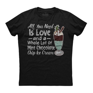 [S-5XL]เสื้อยืดแขนสั้นลําลอง พิมพ์ลาย I Love Mint Chocolate Chip Ice Cream สีดํา เข้ากับทุกการแต่งกาย สําหรับผู้ชาย 1178