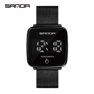 SANDA Men Watch Touch Screen LED Waterproof Sports Watch Digital Multifunction Stainless Steel Mens Watch