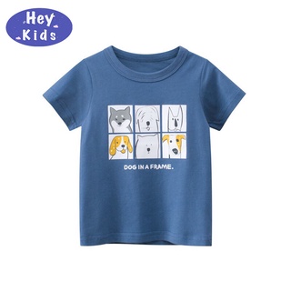 เสื้อยืดเด็กแขนสั้น น้ำเงินลายน้องหมา ผ้า Cotton คุณภาพดี งานแท้ พร้อมส่งในไทย  เสื้อผ้าเด็ก เสื้อยืดเด็ก