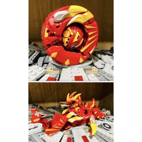 Bakugan Raytheus Red Pyrus Mechtanium Surge Mobile Assault with Lumino Dragonoid Custom Painted #บาคุกัน