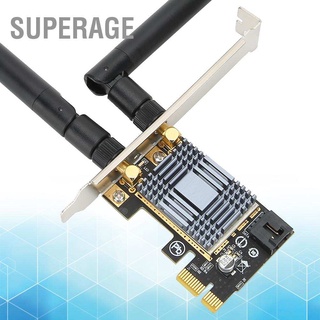 Superage Ar5B22 อะแดปเตอร์อินเตอร์เน็ตไร้สาย 2.4Ghz 5Ghz 300Mbps Pci』E บลูทูธ 4.0 + 2X5Dbi เสาอากาศสําหรับ Windows 7/8/10