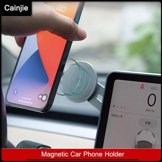 Tesla อุปกรณ์เสริมTesla Model 3 Y Magnetic Car hone Holder Accessoires For ihone12/13 Samsung Huawei Xiaomi Magnet Mount