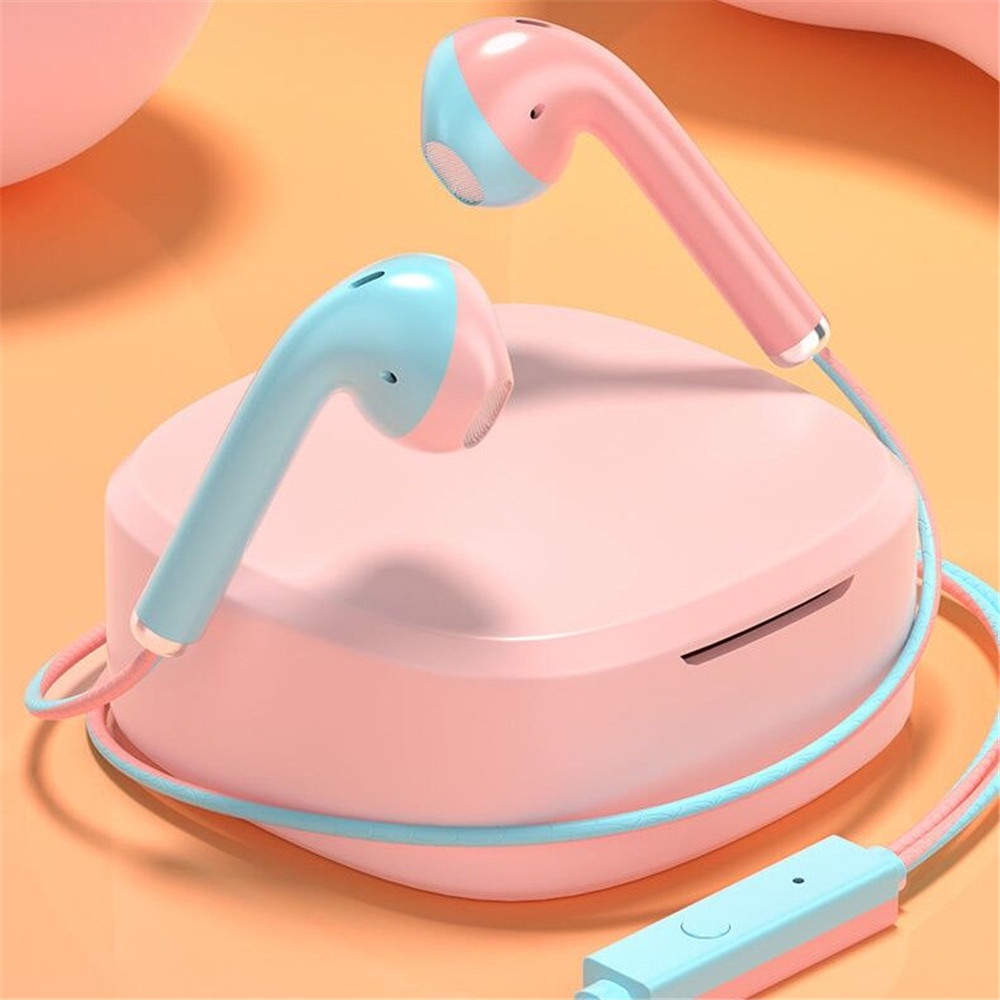 หูฟังอินเอียร์ แบบมีสาย สีมาการอง คุณภาพสูง ขนาด 3.5 มม. พร้อมไมโครโฟน ควบคุมระดับเสียง และกล่องเก็บของ