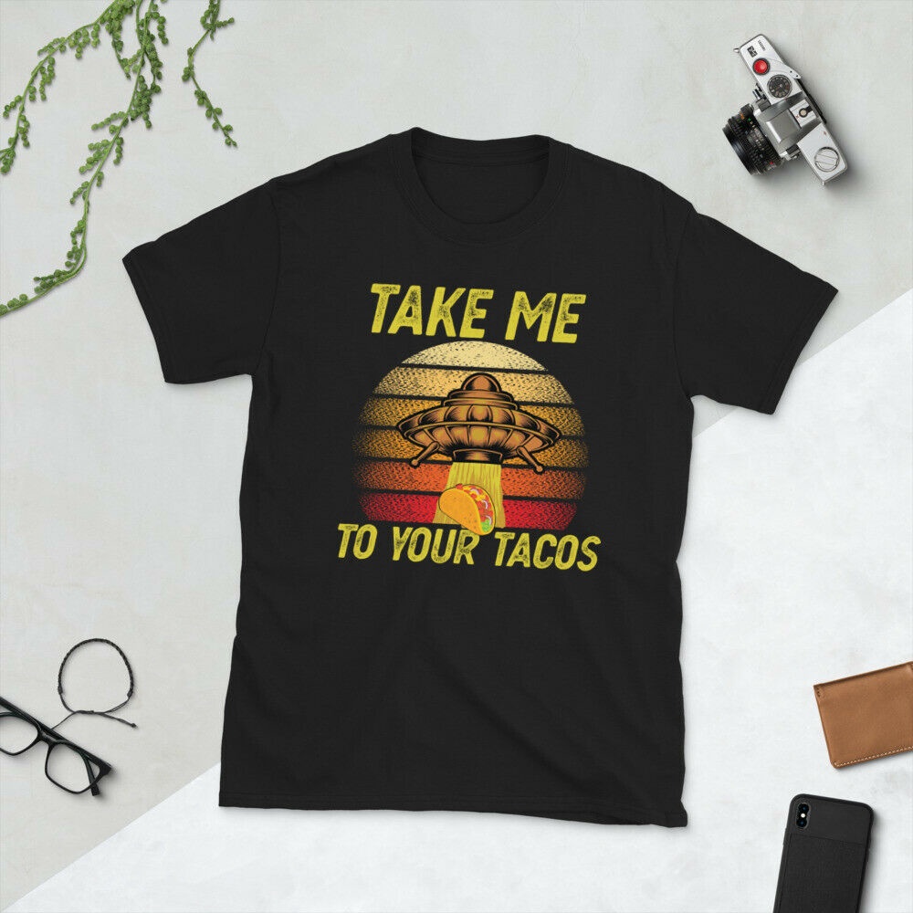 Take Me To Your Tacos ตลก Vintage Ufo Aliens สําหรับเสื้อยืดคนรัก Tacos
