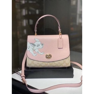 Coach  Disney X Tilly Top Handle In Signature with Dalmatian Blossom/Light Khaki Multi Coated Canvas Satchel