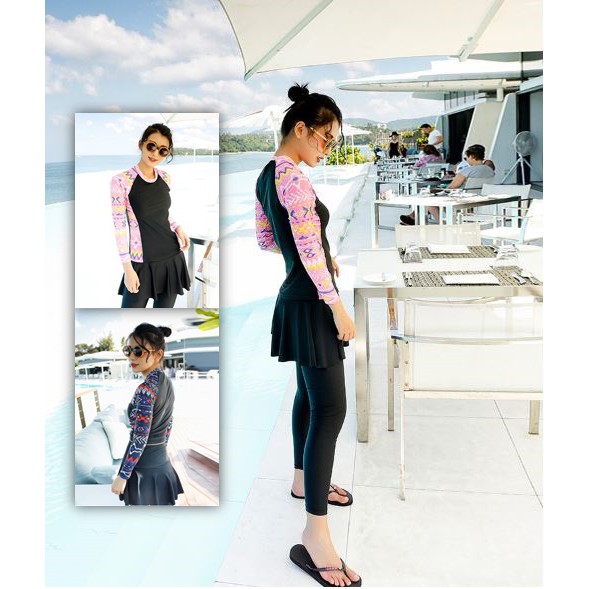 [25] PENANG READY STOCK M6XL Swim Wear Plus Size Long Sleeve Long