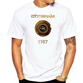 เสื้อยืดผ้าฝ้ายพิมพ์ลายWhitesnake - เสื้อยืด ลาย Whitesnake 1987 (สีดํากากี)