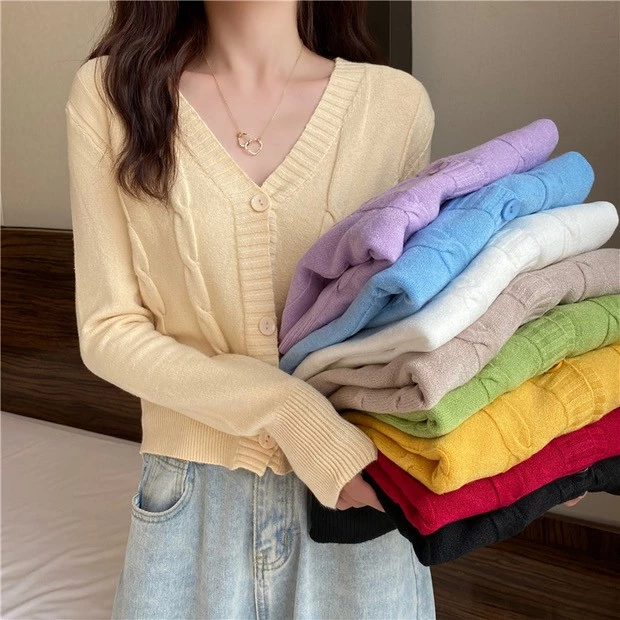 Cicishop C448 เสื้อคาดิแกนแขนยาวลายูน thumbnail 10