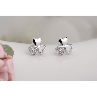 925 ต่างหูเงินดอกไม้คริสตัลผู้หญิง Silver Earrings WE5R