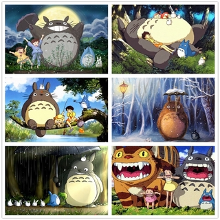 DIY Diamond Painting Cartoon My Neighbor Totoro Full Diamond Landscape Cross Stitch Kit  Family Decoration Childrens Gift 40x30cm