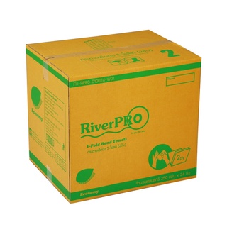 กระดาษเช็ดมือ V-Fold 2ชั้น (24แพ็ค/ลัง) ริเวอร์โปร์ Economy กระดาษทิชชู Paper towels V-Fold 2 ply (24 packs/box) Riverpo